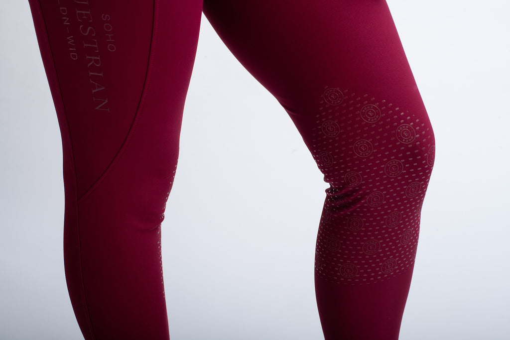 Clear view of Soho Equestrian Knee grip Berry leggings
